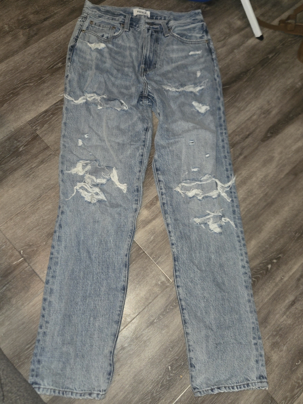 Nwot Pistola straight leg Factory distressed jeans 26 Zip Up Light Denim Jeans